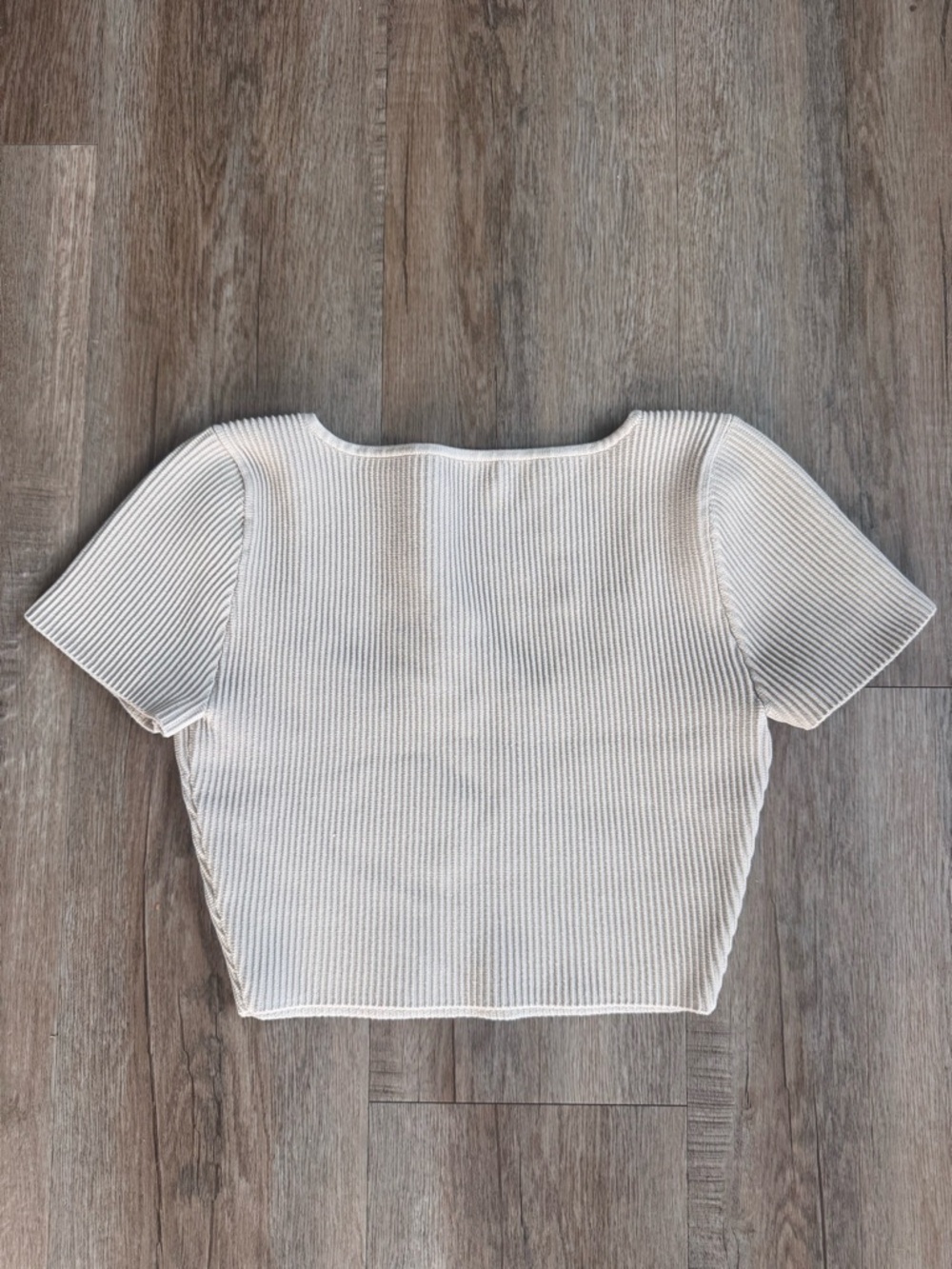 Babaton Ivory Ribbed Square-Neck Crop Top - Picture 3 of 3